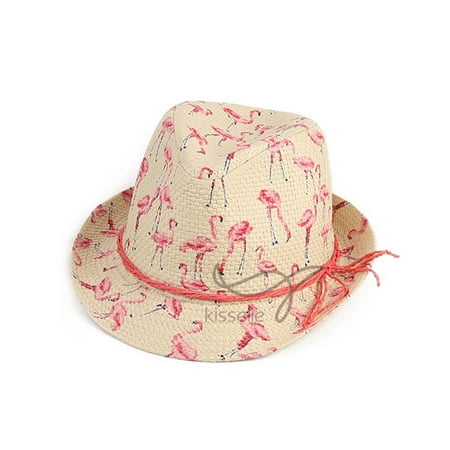 Cute Flamingo Printing Hat Round Top Paper Cloth Cap Gift