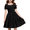Black, variant on Arshiner Girls Summer Dress Tie Back Short Sleeve Square Neck Tiered Midi Casual Dresses with Pockets