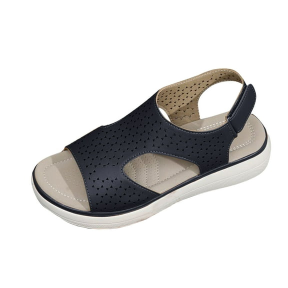 Womens Sandals Wedge Platform: Summer Ankle Strap Open Toe Wedge - Dressy Sandals Women - Comfortable Walking Low Sandal Black Women Sandal