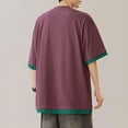 thumbnail image 5 of Bzhegqhd Men's Solid Color Casual Fake Two Piece Short Sleeved Round Neck Shirts, 5 of 5