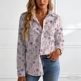 thumbnail image 6 of felwors Womens Button Down Shirt Long Sleeve Blouse Business Work Tops Dressy Casual Floral Printed Outfits (Pink, XL), 6 of 8