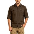 thumbnail image 6 of COSFO Dry Fit Casual Button Down Shirts for Men Fishing Brown Long Sleeve Shirts Collared Sun Protection with Pocket Loose Fit Men's Shirts, 6 of 9