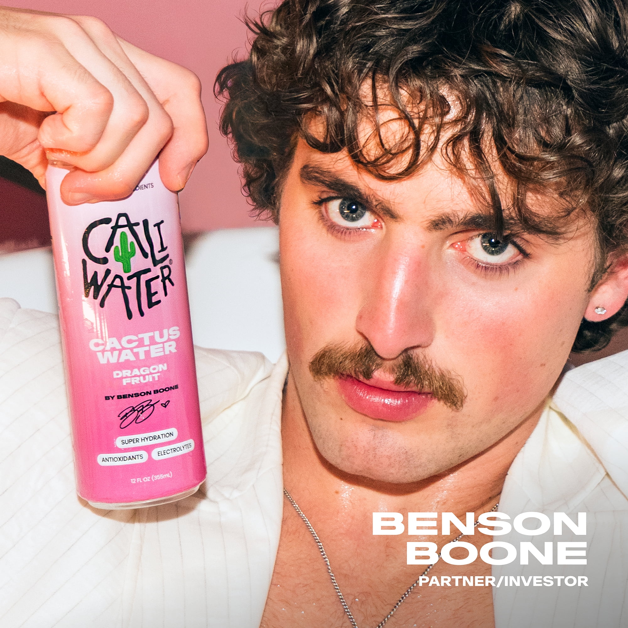 Caliwater Cactus Water, Dragon Fruit by Benson Boone, Coconut Water Alternative, 12 fl oz Can, 12 Pack