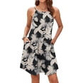 thumbnail image 1 of Jdffashion Robe d'Été pour Femmes Col Licou Sans Manches Mini Robe Décontractée Florale de Plage avec Poches, 1 of 6