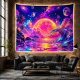 thumbnail image 6 of Cosmic Beach Wave Under Neon Planet, Adventurous Fantasy Style for Ocean Lovers, Psychedelic Wall Art, Housewarming Gift, Tapestry Wall Hanging for Bedroom and Dorm, 6 of 7