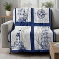 thumbnail image 2 of Nautical Navy Blanket Soft Cozy Warm Throw Blanket for Couch, Plush Fuzzy Flannel Fleece Blankets for Sofa, Blue Lighthouse Boat Compass Ocean Bed Blankets Lightweight Gifts for Women, 40"x50", 2 of 9