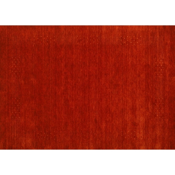 Ahgly Company Machine Washable Indoor Rectangle Contemporary Neon Red Area Rugs, 10' x 13'