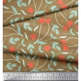 thumbnail image 2 of Soimoi Brown Silk Fabric Berries Leaves Decor Fabric Printed Yard 42 Inch Wide, 2 of 3