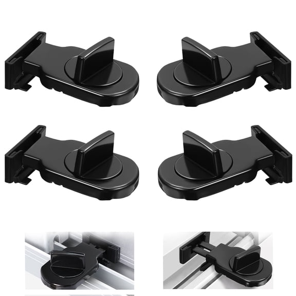 UHIAGREE 4 Pack Sliding Window Locks,Adjustable Window Stopper Security for Home and Office (Black)
