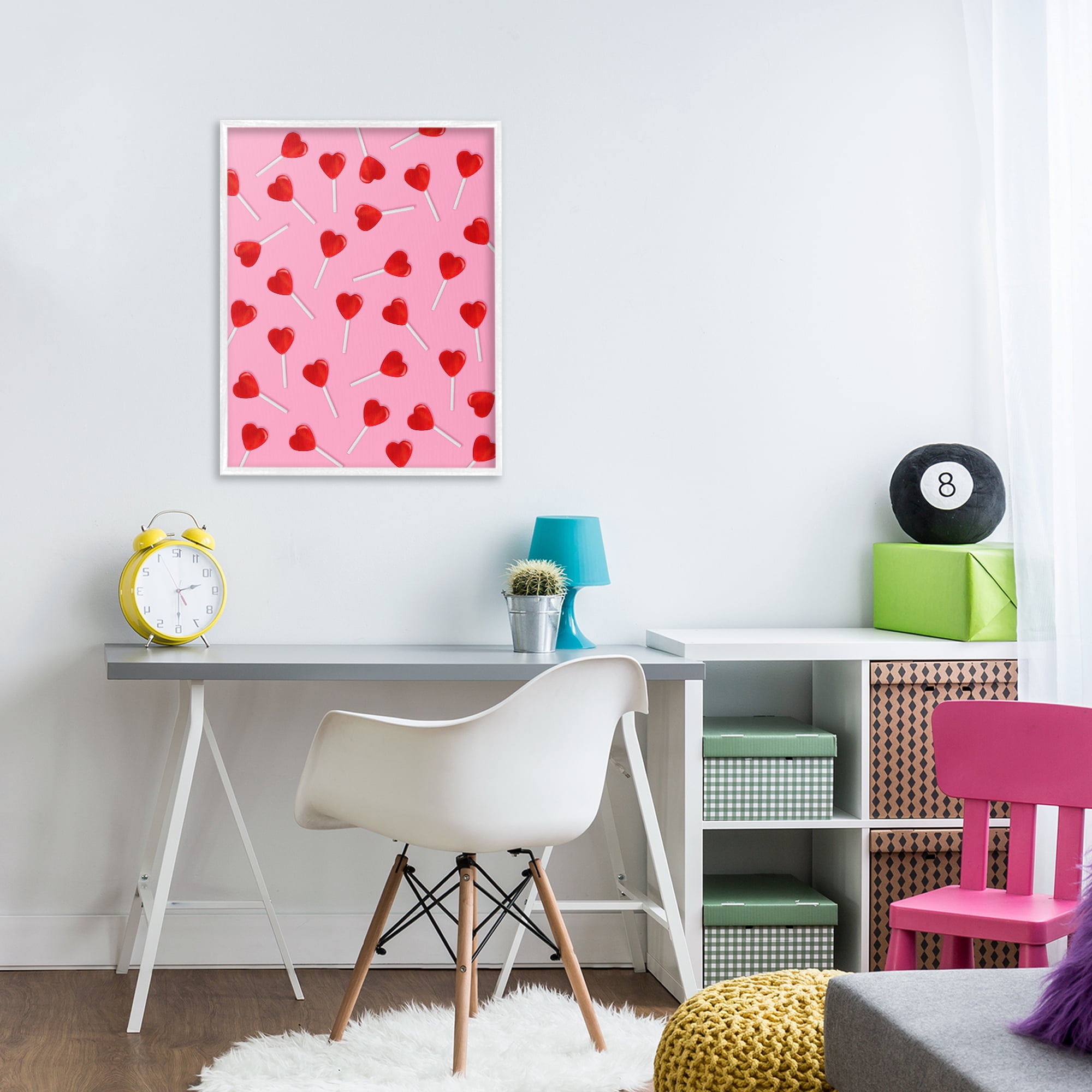 Stupell Industries Heart Lollipop Pattern White Framed Giclee Art, design by LISH Creative