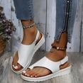 thumbnail image 4 of JeashCHAT Women's PU Leather Toe Post Slip On Flat Sandals Summer Casual Lightweight Beach Sandals Open Toe Ankle Strap Stylish Walking Sandal, 4 of 9