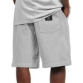 thumbnail image 2 of VV AVEORS Plus Size Men'S Relaxed Fit Cargo Shorts Casual Elastic Waist Summer Solid Color Shorts With Back Patch Pocket Light Gray 2XL, 2 of 5