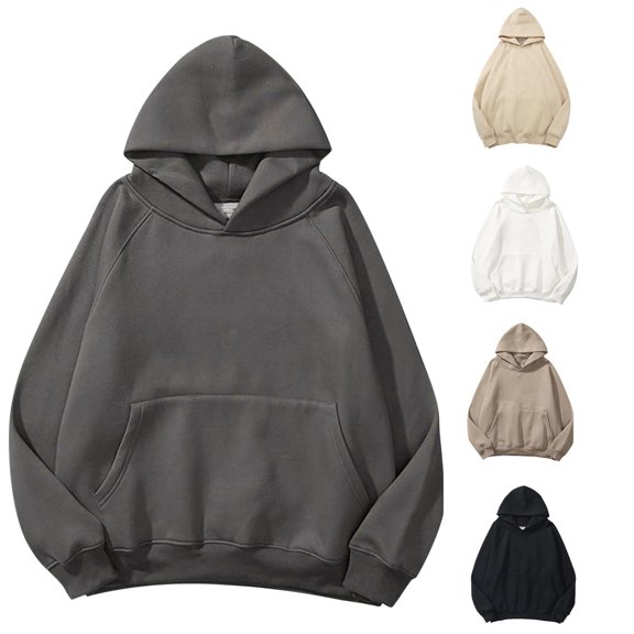MEZZALL Sweatshirts For Women Solid Color Long Sleeve Hoodies Basic Loose Pockets Drop Shoulder Pullovers Tops Fall Daily Outdoor Versatile Travel