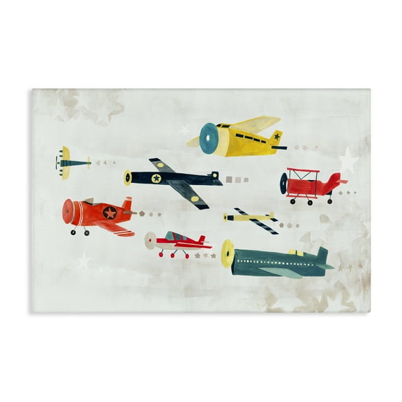 Stupell Industries Various Vintage Airplanes Transportation Painting Wrapped Canvas Art Print Wall Art, 24 x 16