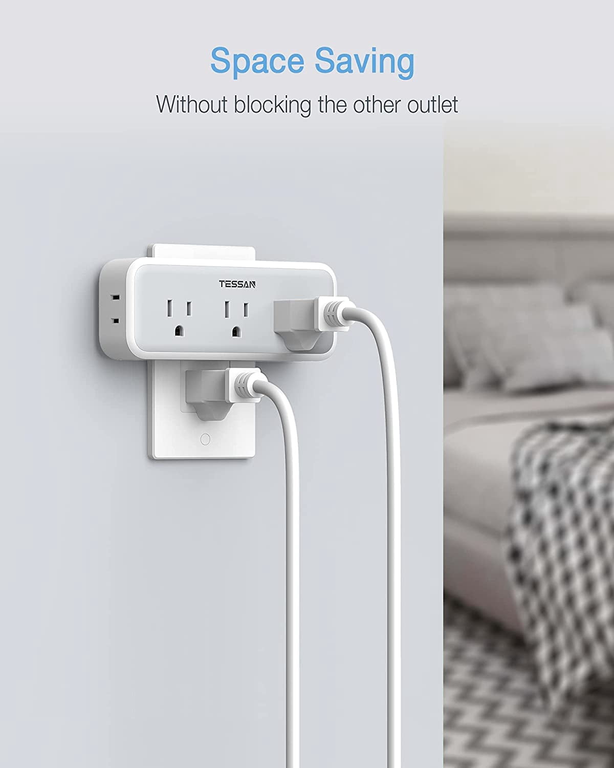 Multi Plug Outlet Extender Surge Protector Wall Splitter with 5 Electrical Expander Multiple Adapter for Travel Home Office
