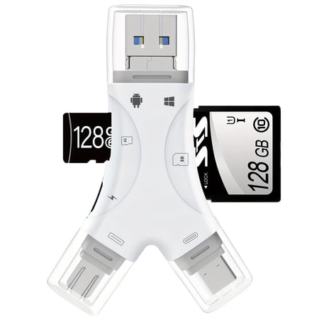 SD Card Reader for iPhone iPad Android Mac Computer Camera 4 In1 Micro SD Card Reader Trail Camera Viewer Portable Memory Card Reader SD Card Adapter for SD And TF Cards