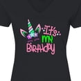 thumbnail image 4 of Inktastic It's My Birthday Unicorn Women's V-Neck T-Shirt, 4 of 5