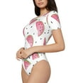 thumbnail image 2 of KLL Women 's Crew Neck Bodysuit Jumpsuits Watermelon Print Short onesies Stretch T Shirts, 2 of 7