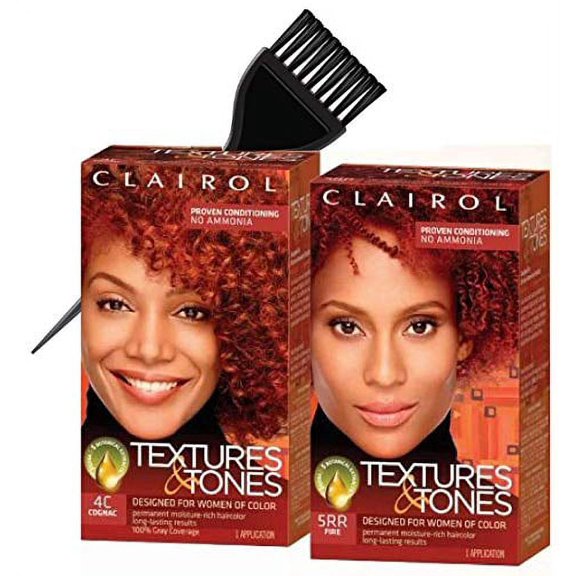 Clairol TEXTURE & TONES Permanent Moisture-Rich Haircolor, No Ammonia (w/Sleek Brush) Hair Color Dye Designed for Women of Color (5G, Light Golden Brown)