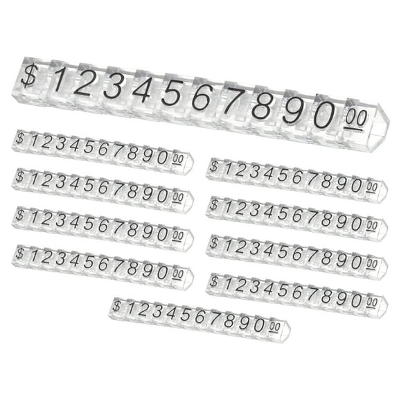 10Set Price Display Cube, Price Tag Stand Removable Mini Tag for Jewelry Retail Shop(Clear/Black, 3.1" Length)