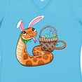 thumbnail image 4 of Inktastic Easter Cute Snake with Basket and Bunny Ears Women's V-Neck T-Shirt, 4 of 5