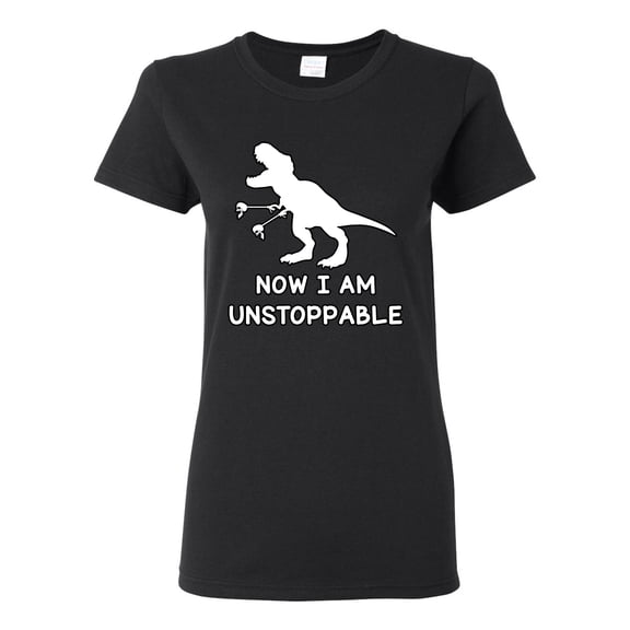 Wild Bobby, Unstoppable T Rex Funny, Pop Culture, Women Graphic Tee, Black, Small