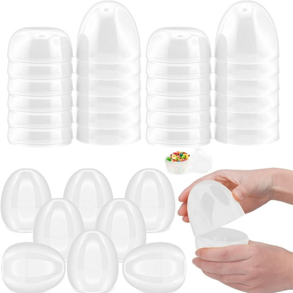 20 Pcs Clear Easter Eggs,Tutuviw Plastic Fillable Easter Eggs Bulk,3.5 in Empty Easter Crafts Eggs for Easter Basket Stuffers Fillers Easter Hunt Stuffers Classroom Prize (Transparent)