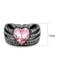 thumbnail image 2 of IP Black(Ion Plating) Stainless Steel Ring with Top Grade Crystal in Light Rose for Women Light Rose Stone Color Style TK3686 Size 10, 2 of 5