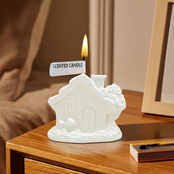Wmhnj Vela aromtica con forma de chimenea de cabaña de paja para decoracin del hogar, ideal para relajarse. Set de regalo.