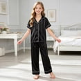 thumbnail image 2 of Splozh Girls Satin Pajamas Girls Pajamas 2 Pcs Satin PJs Set Silky Soft Sleepwear Gift for Parties Kids,Black,12-18 Months, 2 of 4
