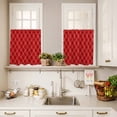 thumbnail image 3 of 3 Piece Kitchen Curtains and Valances Set Red White Stripes Cafe Curtains 24 Inch Length Simple Geometric Modern Monochrome Valance & Tier Curtain for Living Room Bedroom Window 54"x18"+27"x24"*2, 3 of 6