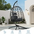 thumbnail image 5 of SWITTE Egg Chair with Stand , PE Wicker Hanging Outdoor Egg Chair with Metal Frame, Dark Gray, 5 of 8
