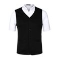 thumbnail image 1 of INSPIRE CHIC Men's V Neck Sleeveless Two Pockets Button Down Vests Black XL, 1 of 6