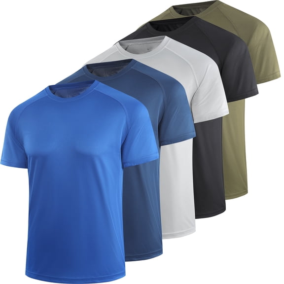 5 Pack Men's Dry Fit T-Shirts Moisture Wicking Athletic Shirts for Men Gym Tshirt Mens Undershirts Crewneck Tees