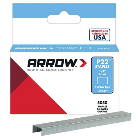 ARROW P22 Staples, #224 1/4" (6mm), 5000 per box