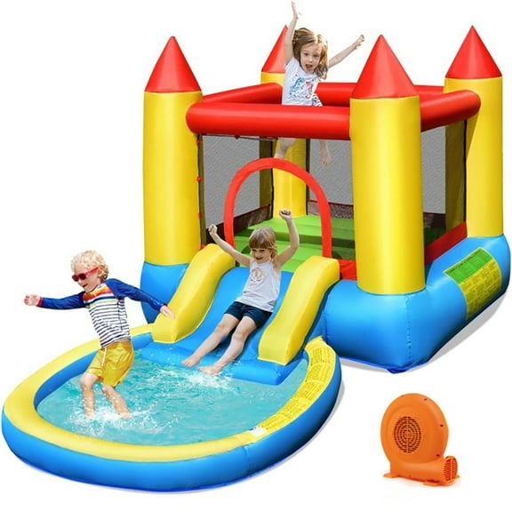 CIPACHO Inflatable Kids Slide Bounce House with 550W Blower, Kids Bounce House for 5 