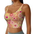 thumbnail image 2 of Vsdgher Yellow Flowers Print Women Sleeveless Athletic Tank Top Built-in Bra Camisole Sports Vest for Yoga Running Fitness Exercise with Removable Pads, 2 of 8