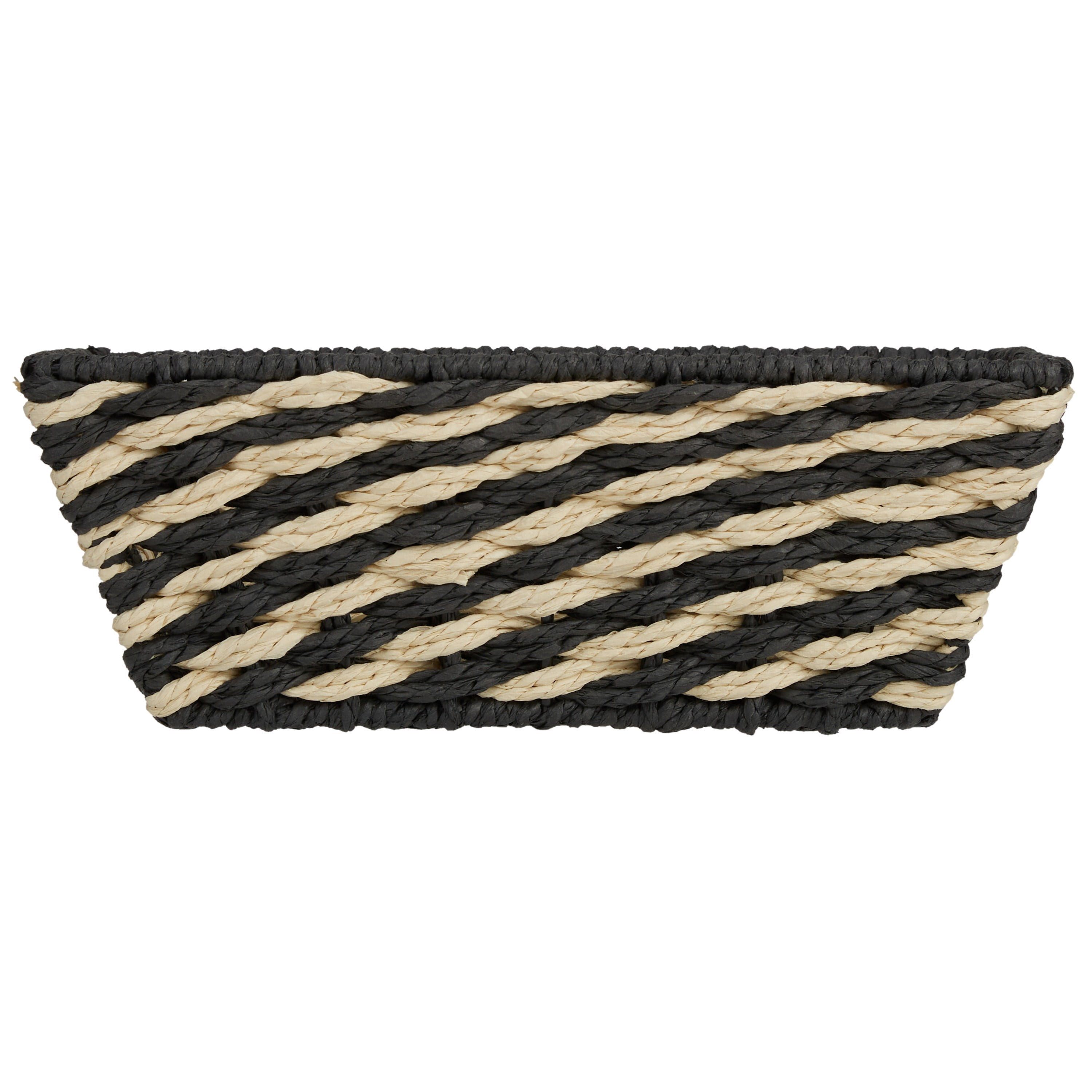 Simplify Small Striped Woven Basket in Black