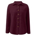 thumbnail image 5 of Womens Button Down Shirt Corduroy Long Sleeve V-Neck Collared Plain Blouses Oversized Baggy Solid Loose Fit Tops with Pocket, 5 of 6