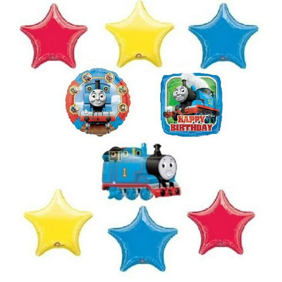 THOMAS the TANK Train ENGINE Stars (9) Piece Party Mylar Decoration Balloons SET