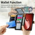 thumbnail image 3 of for Motorola Edge (2024) Leather Phone Case Wallet Zipper Pocket Pouch Folio Flip Cover Kickstand, Multi Anti-theft Card Holder Cash Slot, Double Magnetic Buckle, Wrist Lanyard, 3 of 8