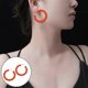 thumbnail image 2 of 1 Pair Women Single Hoop Earrings Fashion Sweet Style Candy-Colored Acrylic Circle Earrings----Pink--Product code 62199 Pink, 2 of 5