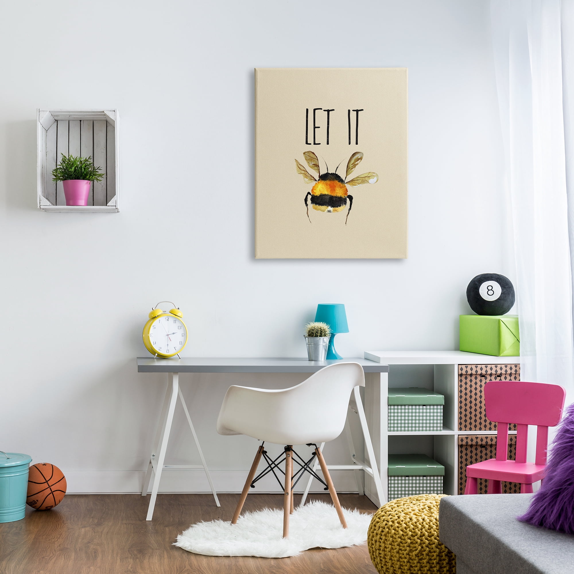 Stupell Industries Let It Bee Insect Animals & Insects Painting Gallery Wrapped Canvas Art Print Wall Art, 30 x 40