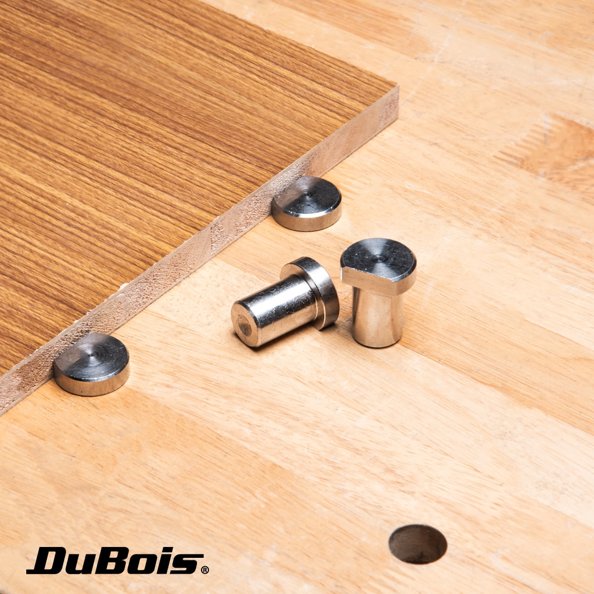 DuBois Bench Dogs and Clamps Set | 2-PC Low-Profile Workbench Angle Adjustable Screw Clamp Stoppers with Stainless Steel Bench Dogs for 3/4" (19mm) Dog Hole (51062)
