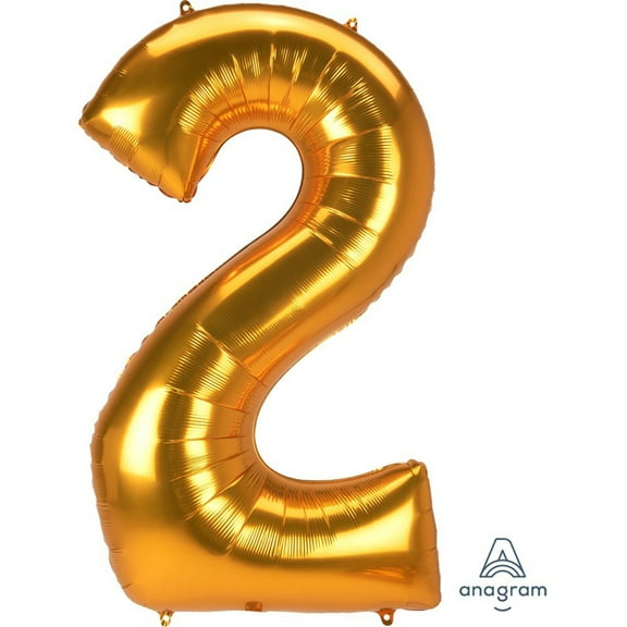 53 inch Jumbo Number 2 - Anagram - Gold Foil Mylar Balloon - Party Supplies Decorations
