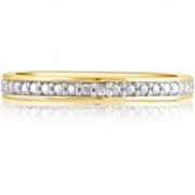 Arista Round Diamond Accent Women's Fashion Wedding Band in 14K Yellow Gold plated Brass