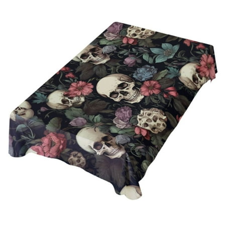 

JSTEL Vintage Skull Flowers Table Cloth Rectangle 60 x 120 Inch Tablecloth Anti Wrinkle Table Cover for Dining Kitchen Parties