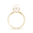 thumbnail image 2 of ANGARA Freshwater Cultured Pearl and Diamond Split Shank Ring in 14K Yellow Gold for Women | June Birthstone, Birthday, Anniversary, Jewelry Gift for Women | Pearl Ring, 2 of 5