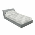 thumbnail image 3 of Grey Bedding Set with Sheet & Covers, Big Leaves on Old Fashion Floral Background Feminine Dramatic Style Retro Graphic Print, Printed Bedroom Decor 2 Shams, 4 Sizes, Grey, by Ambesonne, 3 of 3