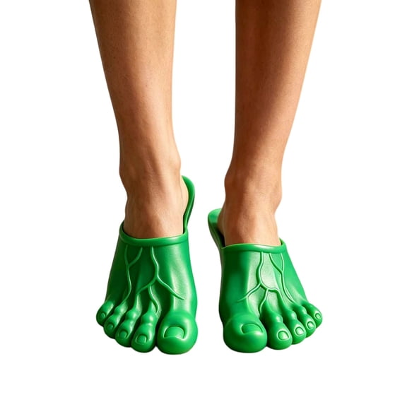 GPOECD Slippers for Men Funny Feet Slippers, Realistic Big Toe Shoe Covers for Accessories Casual Shoes for Men Green,9
